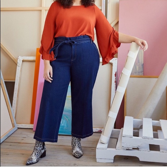 Eloquii denim Jean with slight paperbag waist and denim belt sz 20 (B06) - Picture 2 of 4